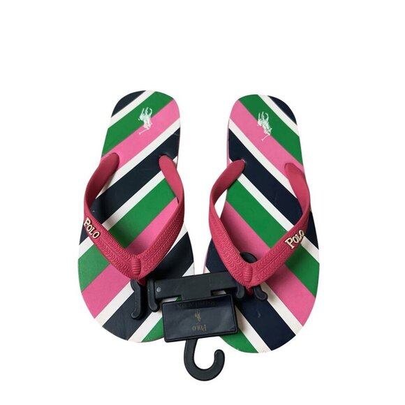 Polo Ralph Lauren Junior Flip Flops Pink Size 7 Sandal. - Picture 1 of 16